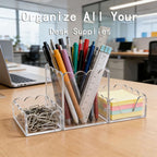 Acrylic Magnetic Storage Box Set of 2 - Multi-Functional Magnetic Organizer Container, Acrylic Organizer Box Set for Desk, Office Supplies