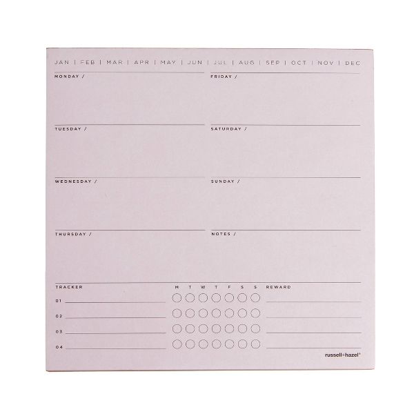 Undated 3ct Notepad Desk Planning Set Blush - russell+hazel: Desktop Calendar & Planner, Rigid Backing, 10x10" Paper