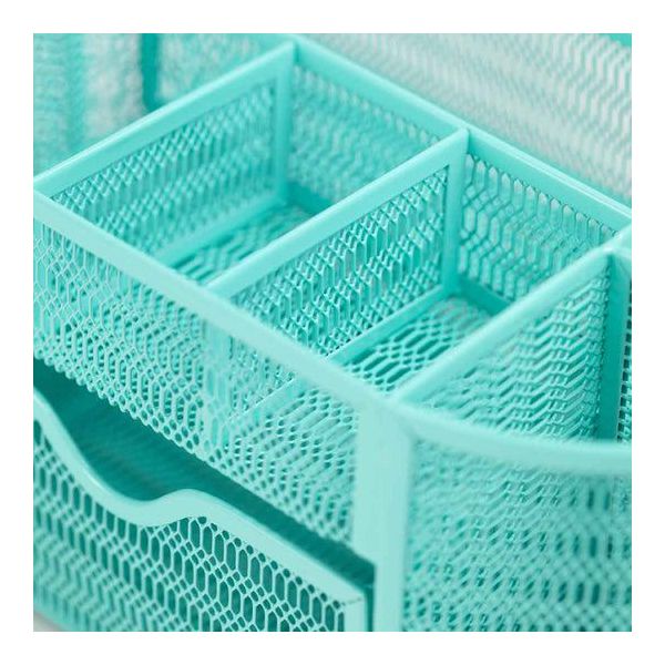 Blu Monaco Aqua Desk Organizer - Strong Metal with Aqua Finish, Storage for Office Supplies, Home or Office Desk Décor