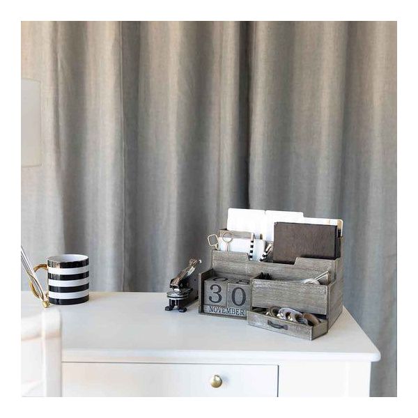 Blu Monaco Dark Wooden Mail Organizer with Block Calendar for Home or Office