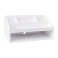 Martha Stewart Weston Wooden Desktop Organizer with Open Lower Storage Compartment, Engineered Wood Multipurpose Storage Caddy, White
