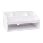 Martha Stewart Weston Wooden Desktop Organizer with Open Lower Storage Compartment, Engineered Wood Multipurpose Storage Caddy, White