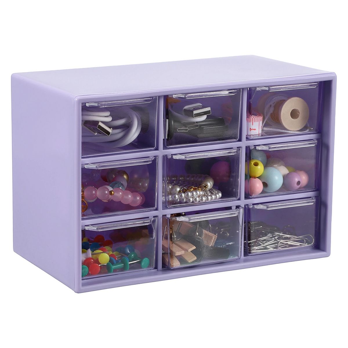 Unique Bargains Plastic Office Supplies Bedroom Desk Makeup Storage Drawers Black
