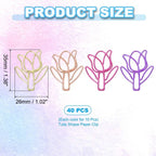 Unique Bargains Metal Tulip Shape Cute Bookmarks Paper Clip for Fun Office Supplies 40 Pcs Multicolored