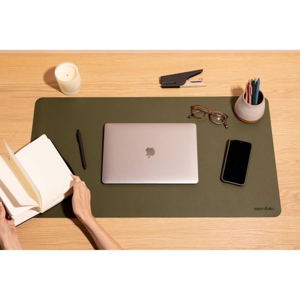 Anecdote Vegan Leather Desk Pad - Large Desk Mat Mouse Pad for Office, Keyboard & Laptop, Easy Clean, Black, 17x23.5