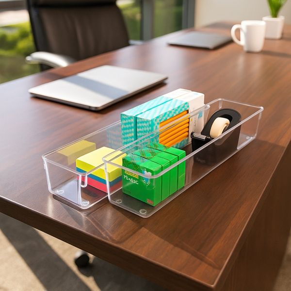Sorbus 2 Pack Clear Long Drawer Organizers - for Office Supplies, Cosmetics, Accesories & More,