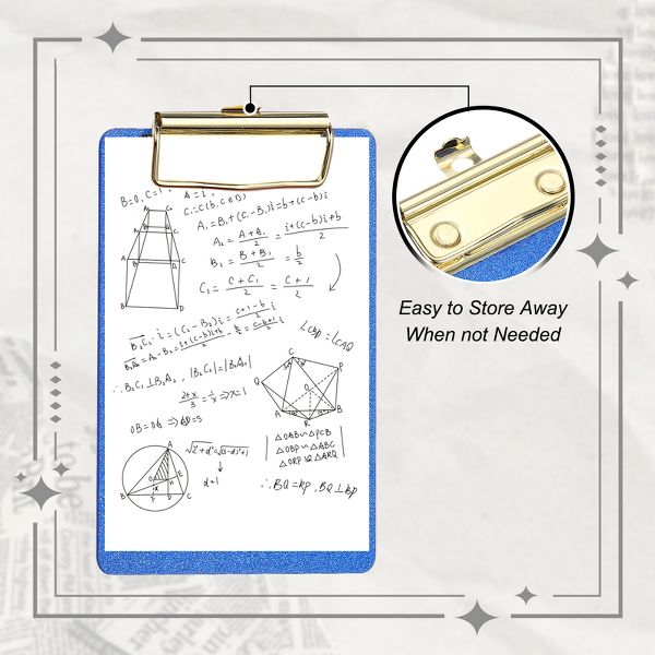 Unique Bargains Glitter Design Office Supplies Acrylic Clipboards 6.02 x 3.94 Inch Black 1 Pc