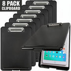 8 Pack Heavy Duty Clipboard with Storage, Durable PP Plastic Clipboards 9.4x13.4 Inches with Pen Holder for Nurses, Teachers, Office School Supplies