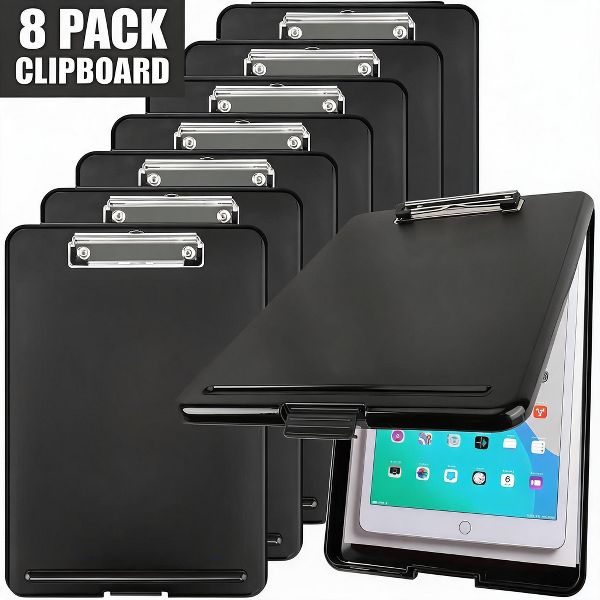 8 Pack Heavy Duty Clipboard with Storage, Durable PP Plastic Clipboards 9.4x13.4 Inches with Pen Holder for Nurses, Teachers, Office School Supplies