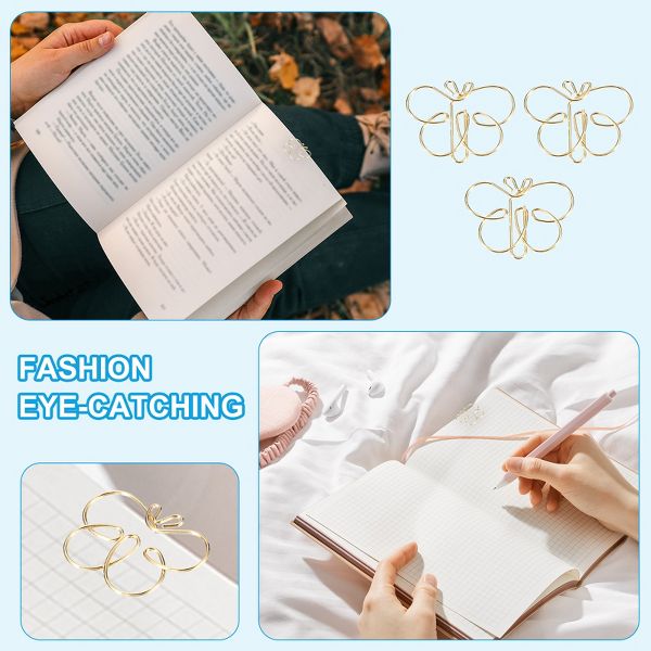 Unique Bargains Home Office Supplies Metal Cute Butterfly Shape Durable Paper Clip 30 Pcs Gold