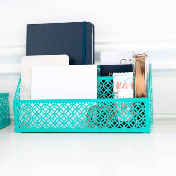 Blu Monaco 5 Piece Dark Teal Desk Organizer Set - Desk Organizers and Accessories for Women - Teal Desk Accessories - Desktop Organization