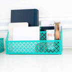 Blu Monaco 5 Piece Dark Teal Desk Organizer Set - Desk Organizers and Accessories for Women - Teal Desk Accessories - Desktop Organization