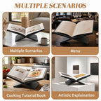 Minimalist Collapsible Wood Book Stand – Matte Black Adjustable Triangle Book Holder – Ergonomic Hands-Free Stand for Desk and Reading