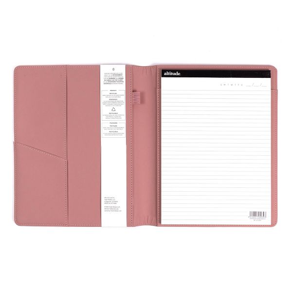 Altitude Padfolio 8.5"x10.5" Vegan Leather Mauve Pink Debossed Arch