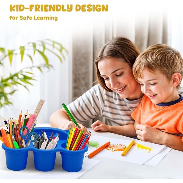 4E's Novelty 4 Pack Pencil Caddy for Classroom, Vibrant Classroom Caddy, Durable Table Drink Holder for School, Useful School’s Desk Caddy