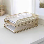 Blu Monaco Riviera Stackable Gold Paper Tray - Set of 2 - Letter Size