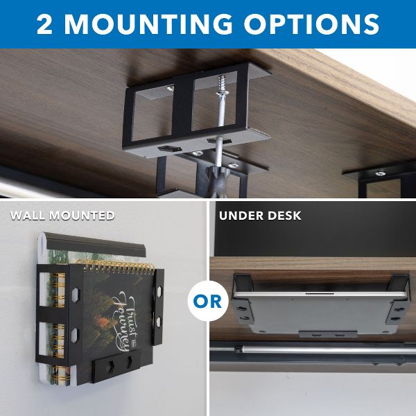 Mount-It! Under Desk Laptop Mount Holder | Small Multimedia Device Mount Underdesk Shelf for Laptop, Mac Mini, MacBook, Keyboard, Anti Scratch | Black