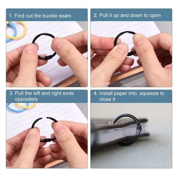 Unique Bargains Carbon Steel Office Supplies Loose-Leaf Book Binder Rings 10 Pcs Black