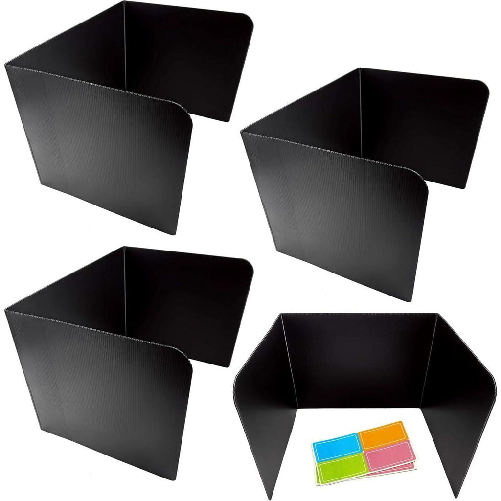 4E's Novelty 20pcs Black Plastic Desk Dividers – Privacy Folders for Students & Teachers, Must-Have Classroom Supplies