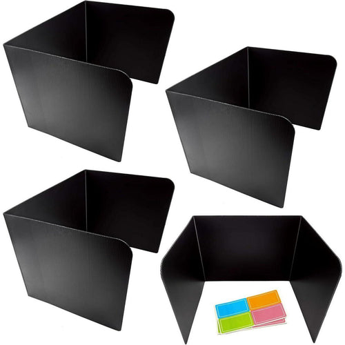 4E's Novelty 20pcs Black Plastic Desk Dividers – Privacy Folders for Students & Teachers, Must-Have Classroom Supplies