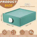 Unique Bargains Plastic Office Supplies Desk Makeup Stackable Storage Drawers Blue 1 Pc