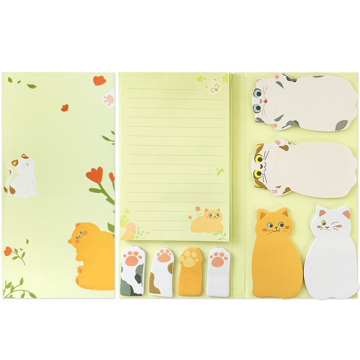 Wrapables Sticky Notes Set, Memo Notepads, Book Tabs, Page Markers, Sticky Notes, Home and Office Supplies (300 Sheets Total), Cats