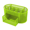 Metal Mesh Desk Organizer with Drawer, Multi-Compartment Office Supply Storage Caddy, Green