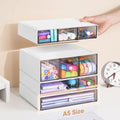 9-Drawer Desk Organizer, 4-Tier Plastic Storage Box with Clear Drawers, Stackable Desktop Storage Cabinet for Office Supplies, Makeup, Crafts