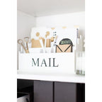 Blu Monaco Espresso Brown Wooden Mail Organizer – 3-Tier Desk Organizer with Mail Print
