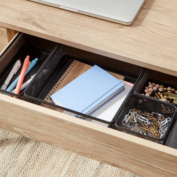 Mesh Desk Organizer Black - Brightroom™: Steel Office Supplies & Desk Drawer Organizers, 8"x8"x4.5"