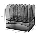 Safco Onyx Desk Organizer w/ 6 Vertical Compartments and 2 Storage Trays, Black