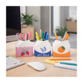 Ceramic Juice and Milk Carton Pencil Cups for Desk Organizer - Small Office Storage Destop Organizer for Workspace Decor - Set of 3, 4", Pink & Orange