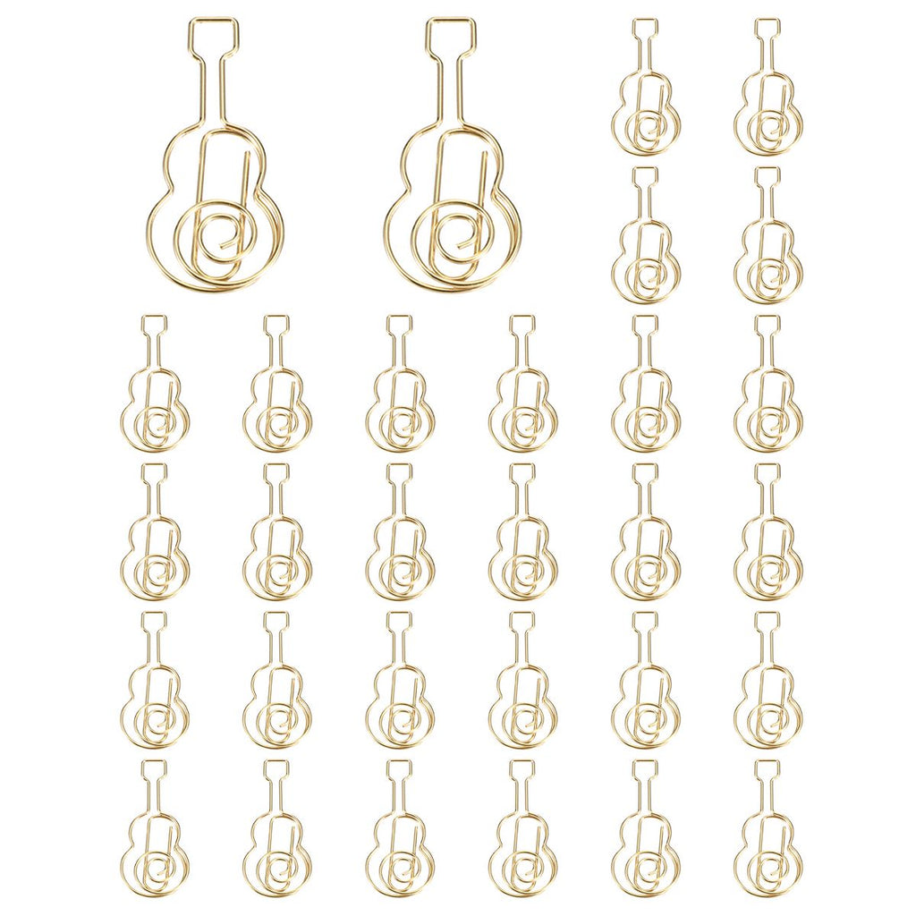 Unique Bargains Home Office Supplies Metal Guitar Shape Funny Cute Decorative Paper Clip 30 Pcs Gold