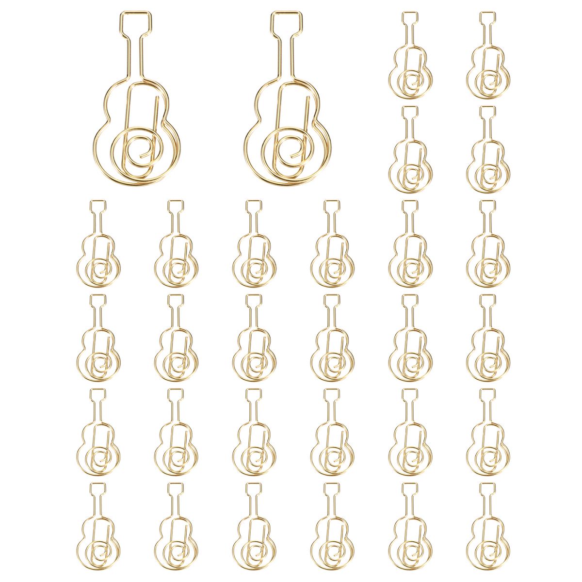 Unique Bargains Home Office Supplies Metal Guitar Shape Funny Cute Decorative Paper Clip 30 Pcs Gold
