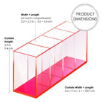 Clear Acrylic Makeup Brush Organizer with Metallic Rose Gold Base, 4 Compartment Office Organizers for Desk - Elavain