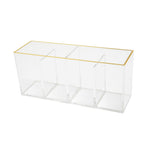 Martha Stewart Kerry Plastic 4 Compartment Pen Holder Office Desktop Organizer with Gold Trim