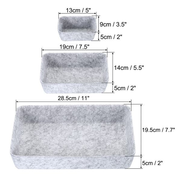 Unique Bargains Felt Desk Organizer Drawers Tray for Cosmetic Makeup Office Supplies 7 in 7 Pcs in 1 Set Light Gray