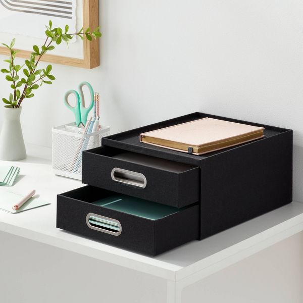 Canvas Desk Drawer Organizer Black - Brightroom™: Office Supplies & Desk Organization, Polyester Canvas, 6" H x 13" D x 9.875" W