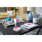 Post-it Dispenser Wave White: Plastic Desk Organizer & Note Holder, 3.422" Height, 3.641" Width, 1.25" Depth