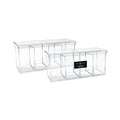 Isaac Jacobs 2-Pack 4-Compartment Clear Acrylic Organizers with Lid (9” L x 3” W x 4” H), Makeup Brush Holder, Sectional Tray (2, Clear)