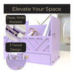 Blu Monaco Black Mail Organizer with Drawer and Gold Handle - Desktop Mail Holder and Office Supplies Storage