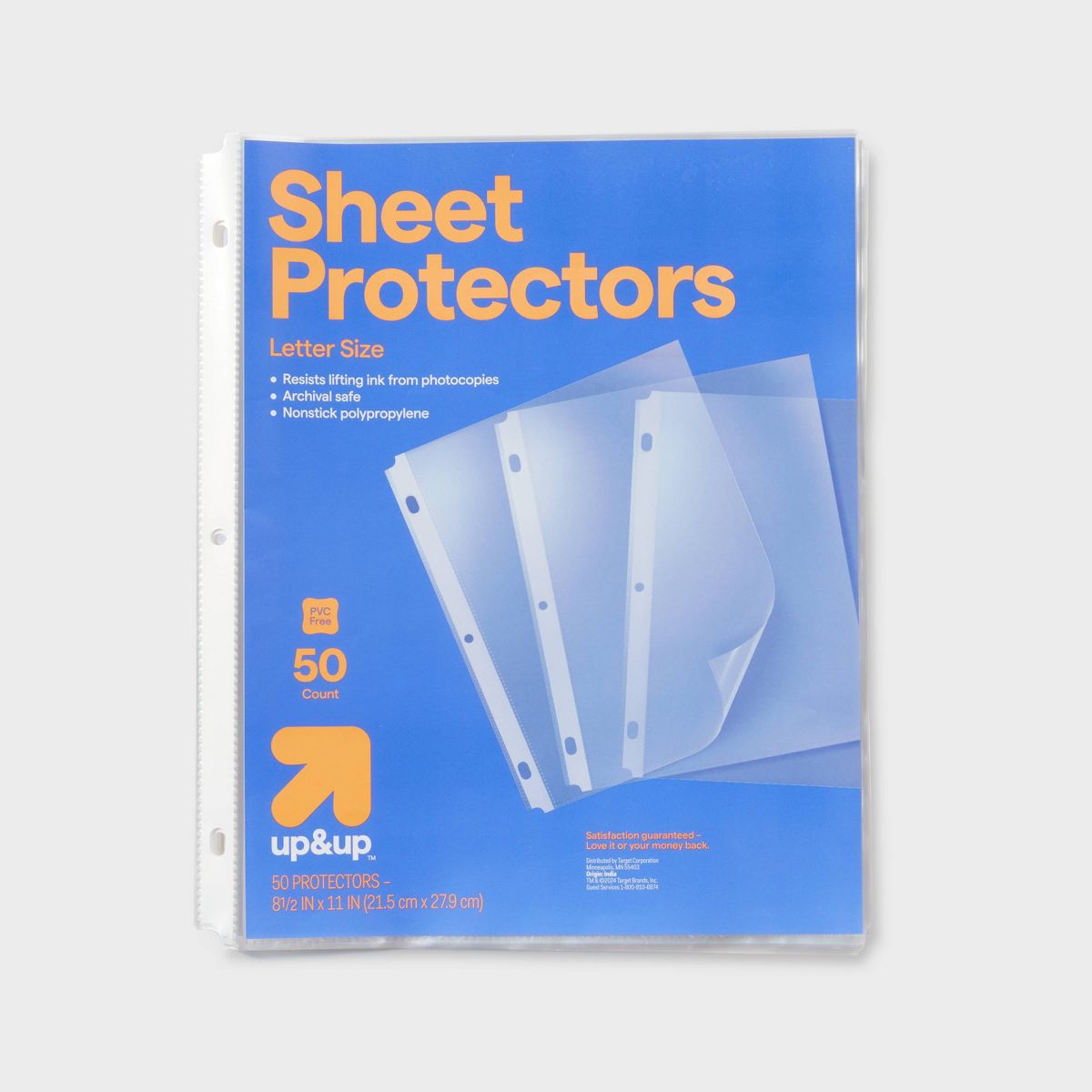 100ct Letter Sheet Protectors Clear - up&up™: Plastic Page Protectors for 8.5x11 Inch Documents, 100 Pack