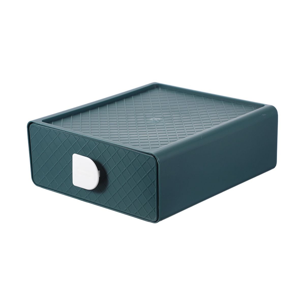 Unique Bargains Plastic Office Supplies Desk Makeup Stackable Storage Drawers Blue 1 Pc