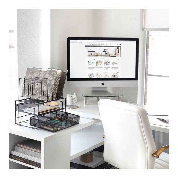 Blu Monaco Gold Desk Organizer - Cute File Holder for Desk & Drawer Storage for Office Supplies, Paper, Devices & Folders