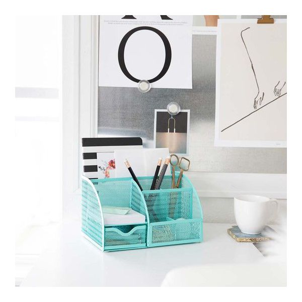 Blu Monaco Aqua Desk Organizer - Cute Turquoise Accessories & Stationery Holder for School, Locker, Bedroom or Home