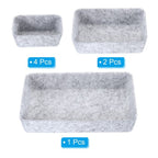 Unique Bargains Felt Desk Organizer Drawers Tray for Cosmetic Makeup Office Supplies 7 in 7 Pcs in 1 Set Light Gray