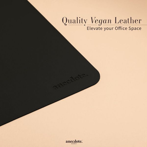 Anecdote Vegan Leather Desk Pad - Large Desk Mat Mouse Pad for Office, Keyboard & Laptop, Easy Clean, Black, 17x23.5