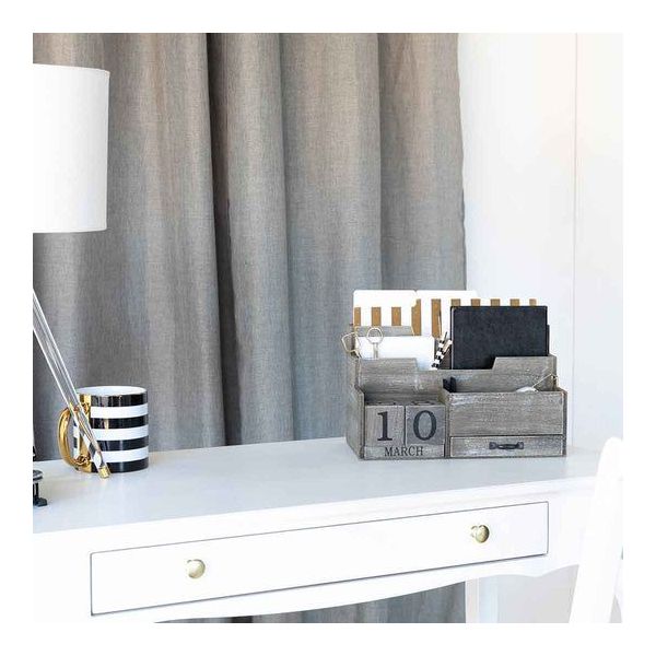 Blu Monaco Dark Wooden Mail Organizer with Block Calendar for Home or Office