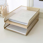Blu Monaco Riviera Stackable Gold Paper Tray - Set of 2 - Letter Size