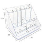 Isaac Jacobs 6 Compartment Clear Acrylic Makeup Organizer and Storage Tray for Cosmetics Office Supplies Crafts Bathroom Countertop Desk and Vanity